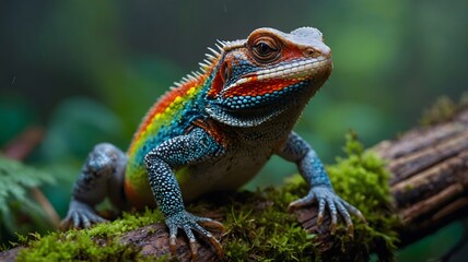 Lacertidae Lizard in Mist-Filled Rainforest