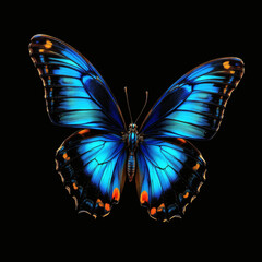 Stunning Butterfly Isolated on Black Background, Vibrant Colors, Nature Photography, Wing Details