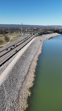 Chickamauga Dam, Chattanooga, TN, 4K drone footage, vertical video