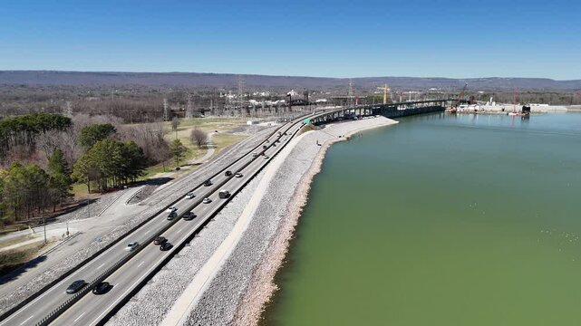 Chickamauga Dam, Chattanooga, TN, 4K drone footage
