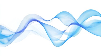 Abstract blue waves flowing, white background, design element
