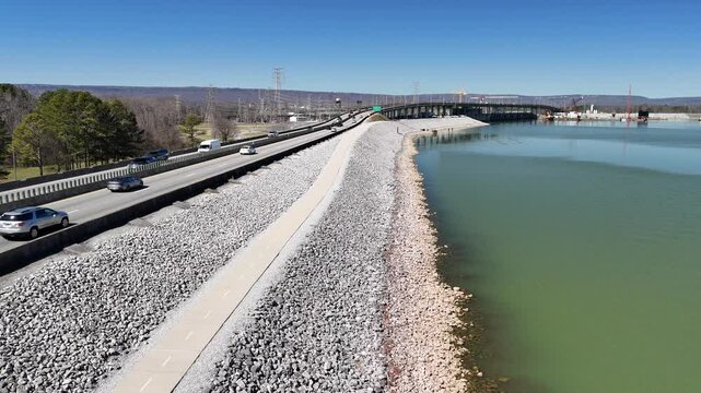 Chickamauga Dam, Chattanooga, TN, 4K drone footage