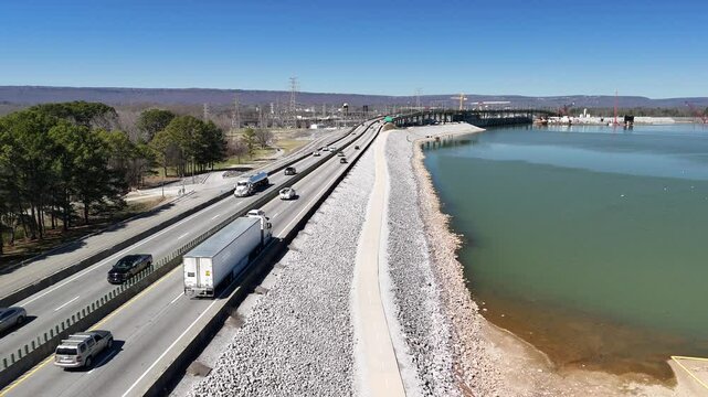 Chickamauga Dam, Chattanooga, TN, 4K drone footage