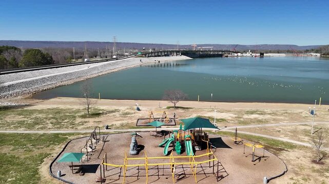 Chickamauga Dam, Chattanooga, TN, 4K drone footage