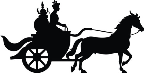 Fototapeta premium silhouette Horse carriage vector illustration isolated on a white background