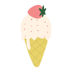 ice cream cone with strawberry topping