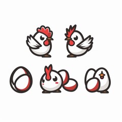 Fototapeta premium logo chicken with eggs, Chibi cute style