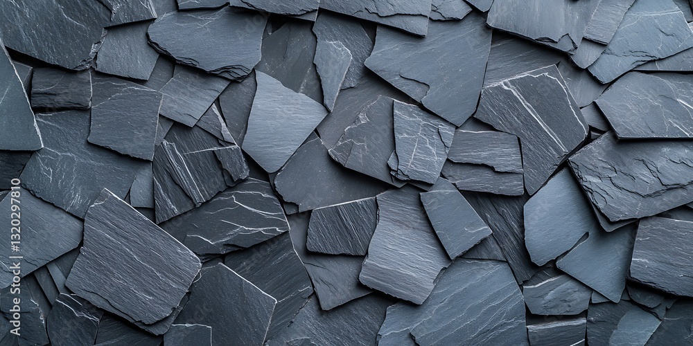 Aufkleber a close-up view of dark slate stones arranged in a layered pattern, showcasing their unique textures