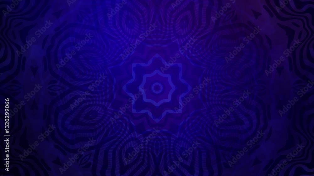 Poster intricate dark purple and blue kaleidoscope - hypnotic swirling patterns with dynamic motion - vibra
