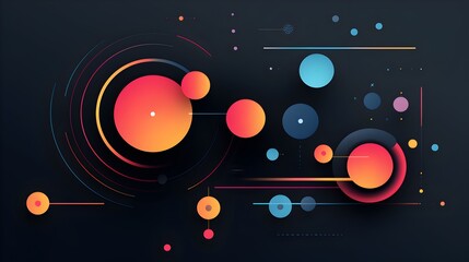 Obraz premium Modern Abstract Jet Black Circle and Capsule Composition in a Colorful Flat Design