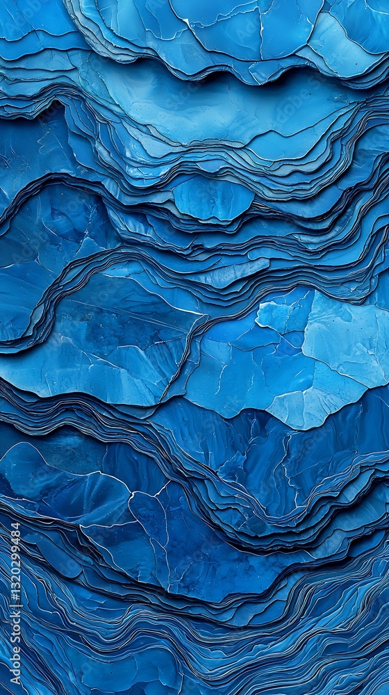 Poster a mesmerizing abstract design featuring layered shades of blue, creating a textured and fluid appear