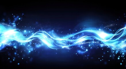Abstract glowing blue energy waves on dark background