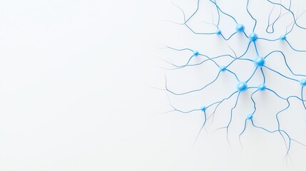 Obraz premium A detailed representation of neurons showcasing blue branched structures against a white background, illustrating the complexity of human neural connections.