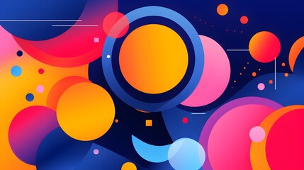 Obraz premium Modern Abstract Vibrant Circle and Capsule Composition in a Colorful Flat Design