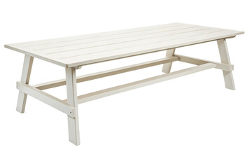 White rectangular outdoor coffee table isolated with transparent background