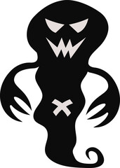Halloween Monster Illustration with Flat Design. Spooky Creature. Vector Character.