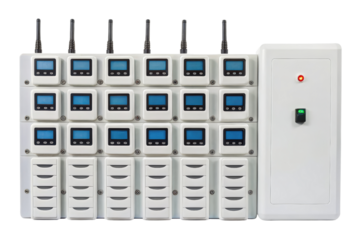 Advanced digital monitoring panel with antennas and displays isolated with transparent background