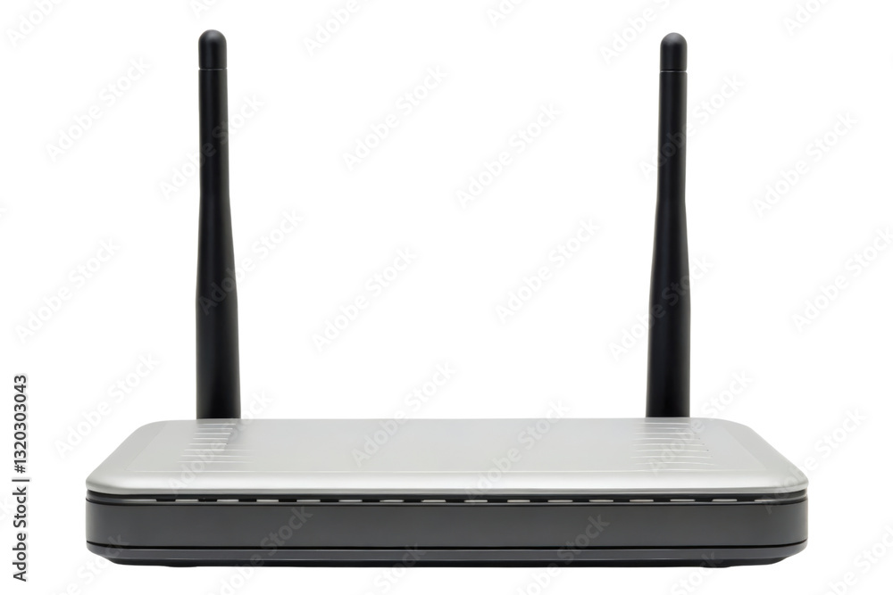 Poster wireless internet router with antennas isolated with transparent background