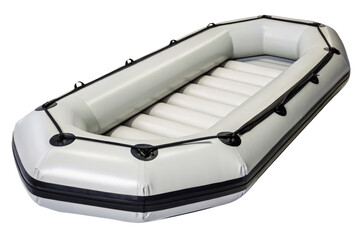 Grey inflatable raft for water sports isolated with transparent background