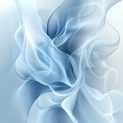 Obraz premium Abstract light blue flowing smoke design on white background