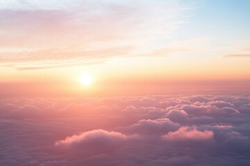 Obraz premium Dreamy Sunrise Above Clouds with Pastel Hues and Ethereal Atmosphere in a Minimalistic Landscape
