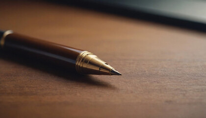 closeup of a brown pen