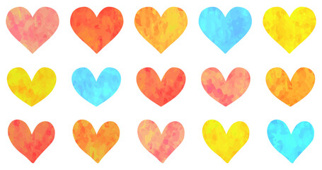 カラフルなハートのイラストセット ベクター素材