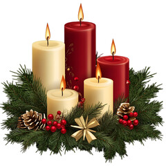 Christmas Candles Wreath Image transparent background