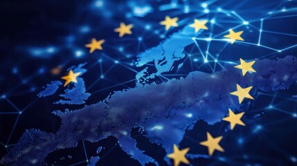 EU map with interconnected nodes and stars.