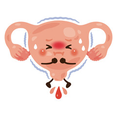 Fototapeta premium 出血を起こす子宮のキャラクターイラスト