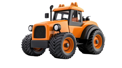 Fototapeta premium Powerful Orange Tractor in Muddy Field for Agricultural Use Heavy Duty Farm Equipment for Plowing Cultivation and Harvesting Purposes