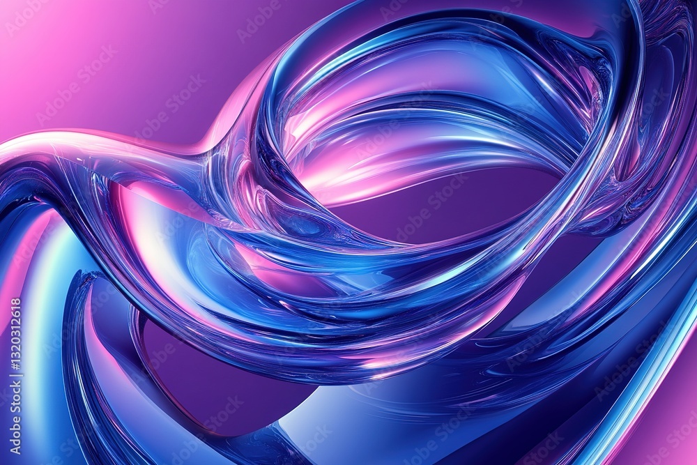 Poster abstract blue and pink flow: fluid forms creating a futuristic and modern display