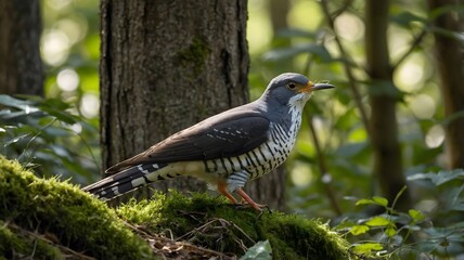 Cuckoo Singing from the Top of a Tall Tree in Tranquil Forest