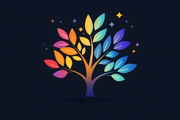 Rainbow Tree Growth Concept