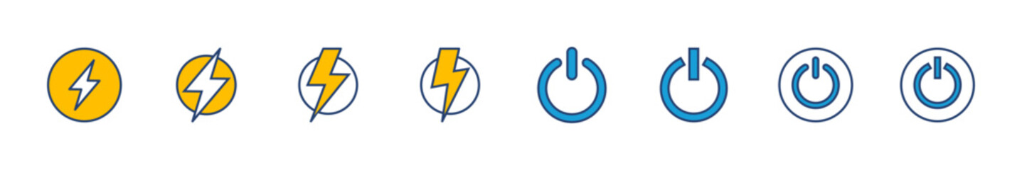 Power icon set. Power Switch Icon. Electric power