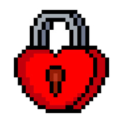 Obraz premium heart shaped padlock in pixel art