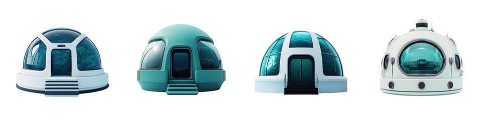 Fototapeta premium Futuristic robotic dome shaped habitat concept for outer space and discovery