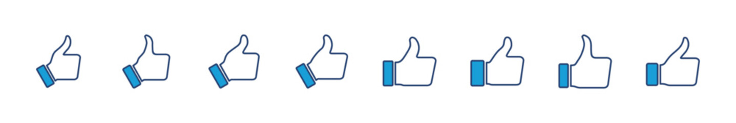 Thumbs up icon set. Hand like. Like icon vector.
