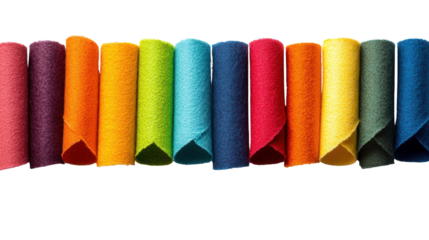 Vibrant and Varied Rolls of Colorful Textile Materials Arranged in a Visually Appealing Spiral Pattern Creating an Abstract Background Ideal for Use in Professional Photography Graphic Design