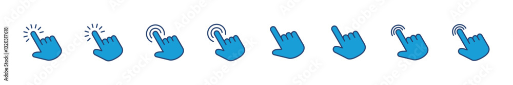 Poster hand cursor icon set. click icon vector. hand click. pointer