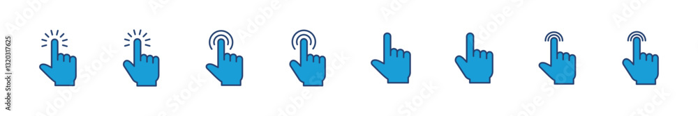 Poster hand click icon set. pointer icon vector. hand cursor icon vector