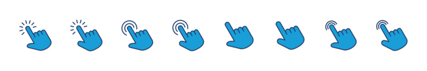 Hand cursor icon set. click icon vector. hand click. pointer