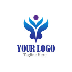 Obraz premium Modern Logo. With a blue and purple stylized butterfly.