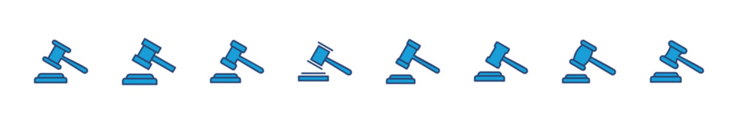 Gavel icon set. judge gavel icon vector. law icon vector. auction hammer