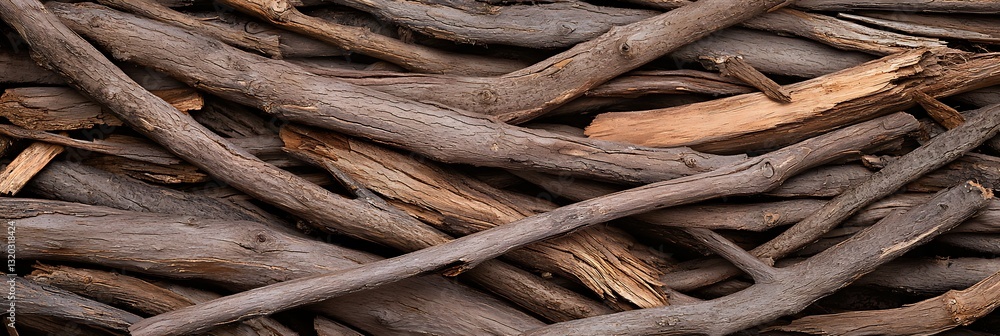Aufkleber a close-up image showing an arrangement of various dry twigs and branches, creating a natural, textu
