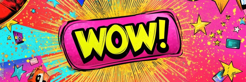 Poster bold comic style burst featuring wow expression and vivid colors designed to grab attention in pop a