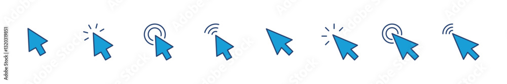 Poster click icon set. pointer arrow icon. cursor icon vector