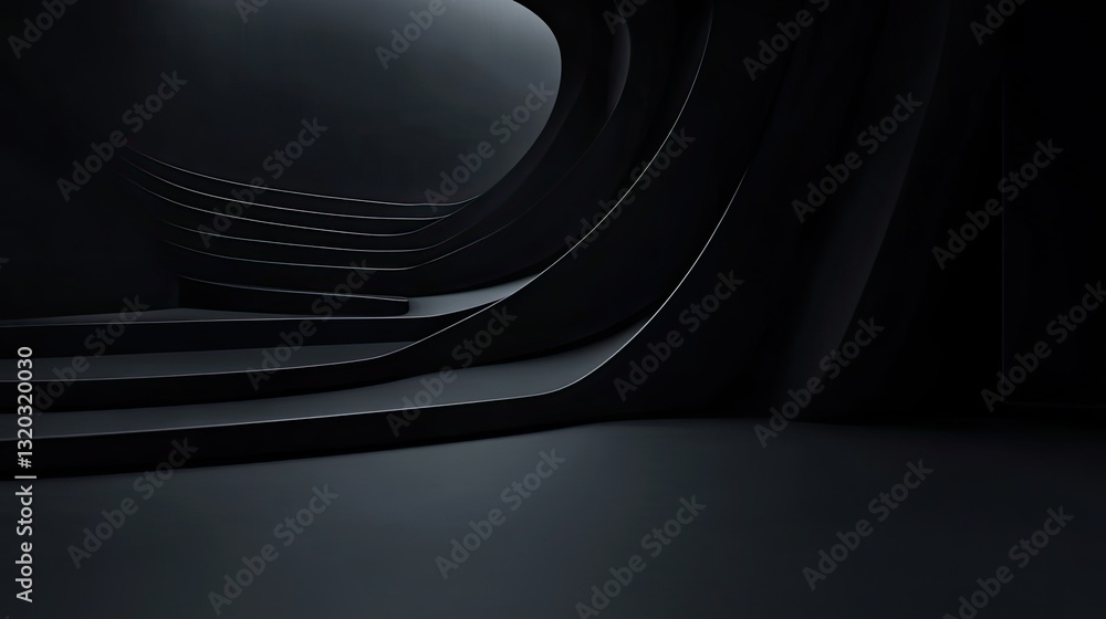 Poster abstract black gradient background with a soft glow and balanced shadows for elegant product photogr