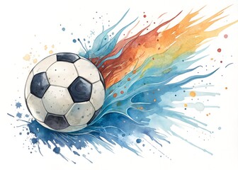 Watercolor Illustration of a Soccer Ball