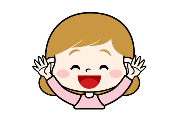 万歳して喜ぶ表情の女の子